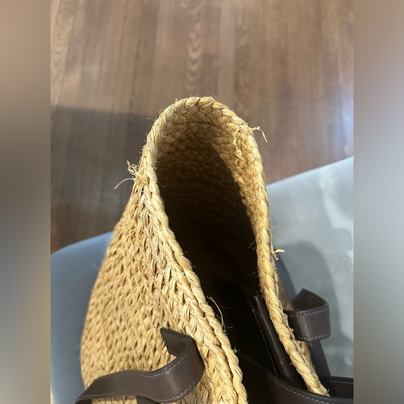 Saint Laurent Panier Medium Raffia Tote Bag with Leather Trim & Buckle - Picture 7 of 7